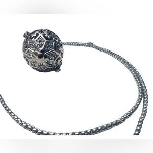 Silver Toned White Rhinestone Intention Cage Necklace